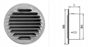 Czerpnia wyrzutnia ścienna KRATKA ELB ALUM. FI 125