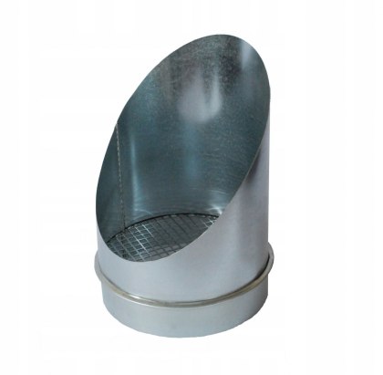 Króciec z siatką skośny 45° ocynk fi 160 mm